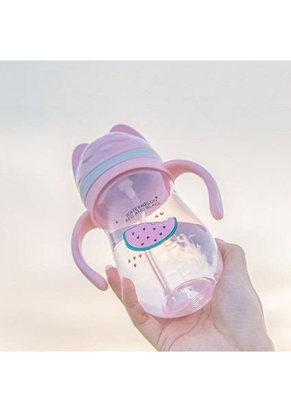 350 ml Karikatür Bebek Biberon Bebek Çocuk Içme Şişesi Çocuklar Pp Dökülme Taşınabilir Saman Su Şişesi Drinkware | Kupalar (Pembe) (Yurt Dışından)