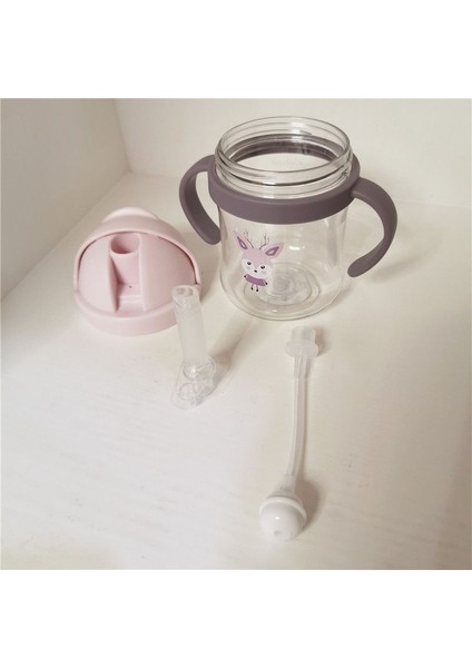 300 ml Çocuk Karikatür Bebek Ölçekli Saman Fincan Anti Boğulma Bebek Kolu Dayanıklı Düşen Su Şişesi Top Öğrenme Içki Bardağı | Bardak (Pembe) (Yurt Dışından) modelleri
