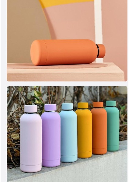 Homemiyn 600 ml Açık Spor Su Şişesi Kapalı Spor Su Şişesi Buzlu Paslanmaz Çelik Yalıtımlı Su Şişesi (600ML) (Turuncu) (Yurt Dışından) modelleri