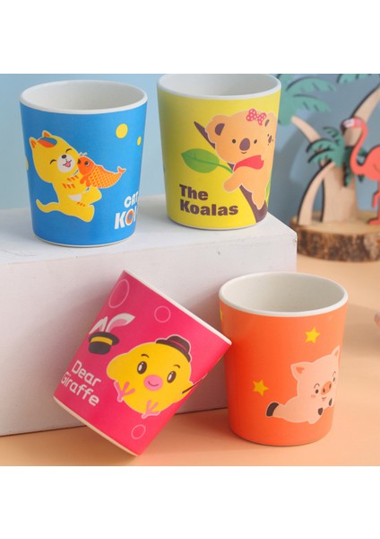 4 Adet Çocuk Bardak Seti Doğal Bambu Elyaf Bebek Fincan Yürüyor Su Takım Elbise Karikatür Hayvan Sevimli Yaratıcı Çocuk Kupası Günlük Kullanım Kupası | Kupalar (B Set B) (Yurt Dışından)