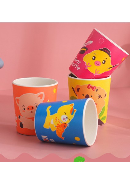 4 Adet Çocuk Bardak Seti Doğal Bambu Elyaf Bebek Fincan Yürüyor Su Takım Elbise Karikatür Hayvan Sevimli Yaratıcı Çocuk Kupası Günlük Kullanım Kupası | Kupalar (B Set B) (Yurt Dışından)