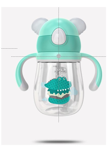 Karikatür Bebek Sippy Kupası Açık Kemer Tritan Kupası Çocuk Su Kupası ile Saman Bebek Su Şişesi | Kupalar (Yeşil) (Yurt Dışından) fırsatları