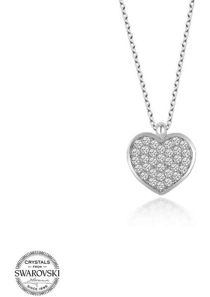 Swarovski Taşlı Gümüş Kalp Bayan Kolye