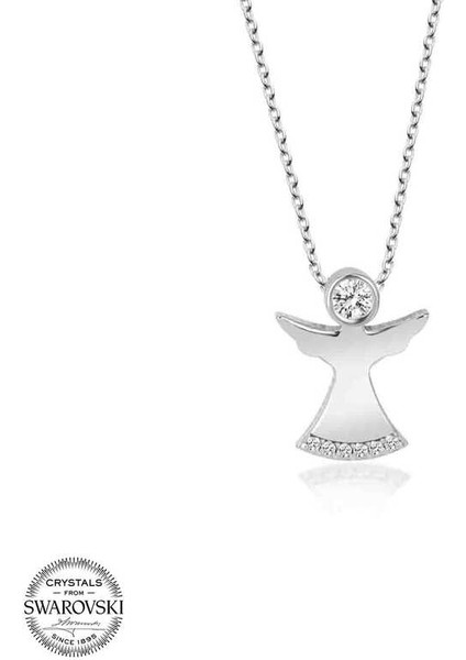 Swarovski Taşlı Gümüş Melek Bayan Kolye