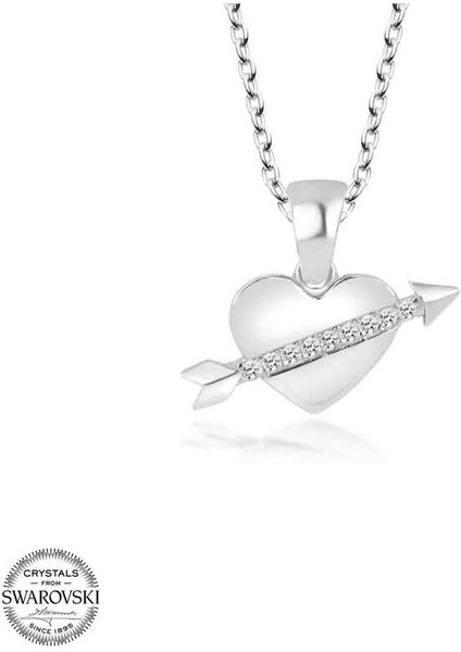 Swarovski Taşlı Gümüş Kalp Bayan Kolye