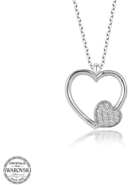 Swarovski Taşlı Gümüş Kalp Bayan Kolye