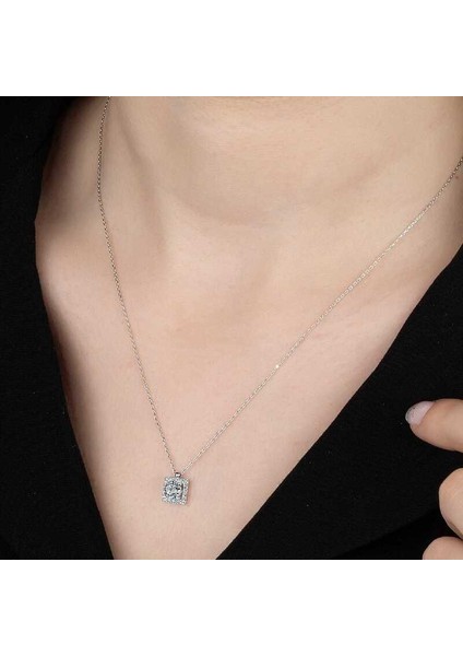 Swarovski Taşlı Gümüş Tektaş Bayan Kolye