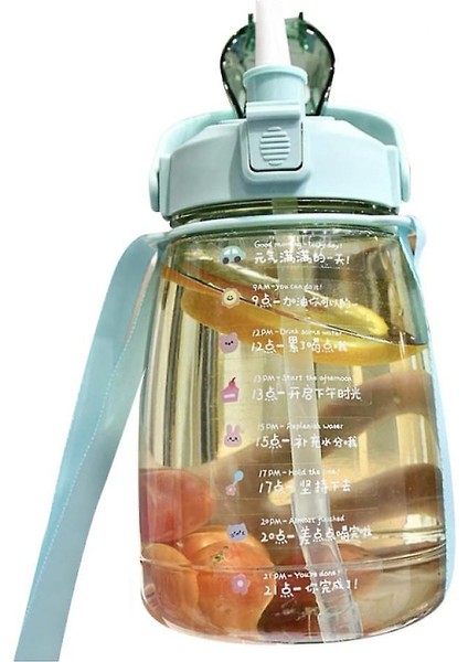 1.6l Shap ile Büyük Su Şişesi, Çocuk Sevimli Plastik Su Şişesi (Yeşil) (Yurt Dışından)
