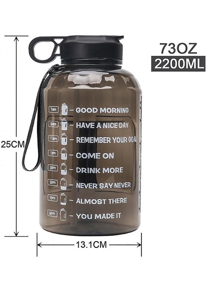 2.2l Spor Su Şişesi Motive Edici Zaman Işaretleyici (Siyah) (Yurt Dışından) fiyatları