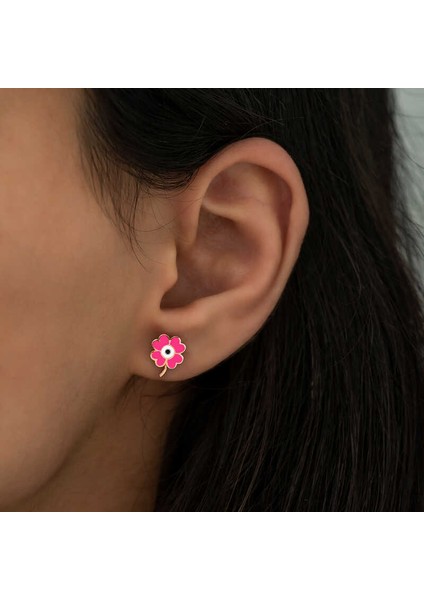 ​gümüş Fosforlu Pembe Yonca Küpe