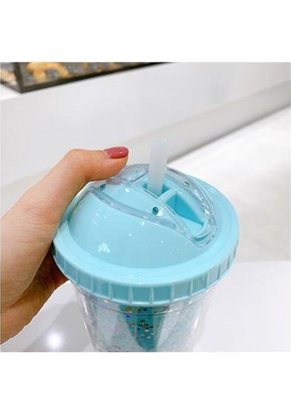 Saman ve Kapaklı Yetişkinler Için Seyahat Bardakları Su Şişesi Seyahat Buz Kullanımlık Plastik Kupası (Glitter Mor) (Yurt Dışından) modelleri