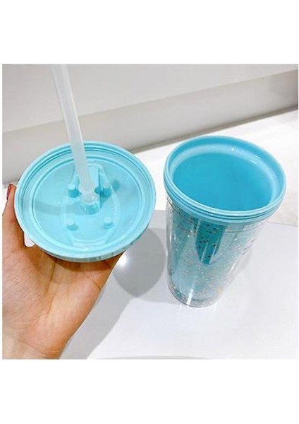 Saman ve Kapaklı Yetişkinler Için Seyahat Bardakları Su Şişesi Seyahat Buz Kullanımlık Plastik Kupası (Glitter Mor) (Yurt Dışından) fırsatları