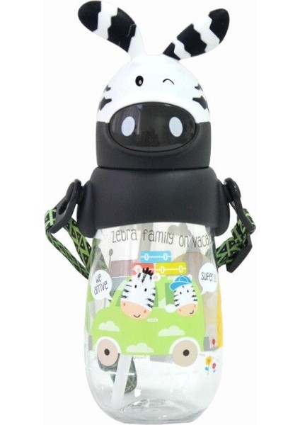 Çocuk Su Isıtıcısı 490 ml Saman Çocuk Fincan Bpa ile Ücretsiz Karikatür Sevimli Bebek Şişe Taşınabilir Sızdırmaz Tritan Su Sütü Bardağı | Bardak (Siyah) (Yurt Dışından)