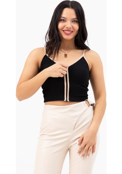 Fermuarlı Crop Atlet
