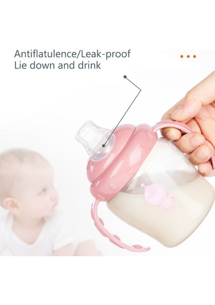 Bebek Yumuşak Ağız Sippy Kupası Sızdırmaz Güvenlik Şişesi Bebek Eğitim Içme Şişeleri Bardak Su Süt Şişesi 260 ml | Kupalar (Pembe) (Yurt Dışından)