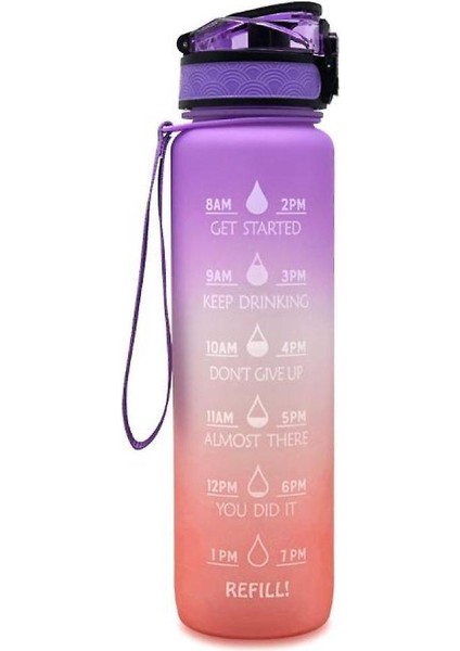 Degrade Buzlu Seyahat Kupası 1000ML Uzay Kupası Büyük Kapasiteli (Purpleorange) (Yurt Dışından)