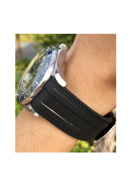 Omega Seamaster Için Saat Kayışı Değiştirme Kavisli Sonucu Florlu Kauçuk Silikon Watch Band Paslanmaz Çelik Toka | Izle Bantları (Yurt Dışından)