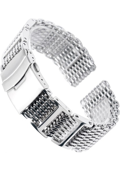 24MM Hq Shark Mesh Gümüş Paslanmaz Çelik Kordonlu Saati (Yurt Dışından)