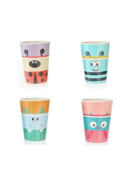 4 Adet Çocuk Bardak Set Doğal Bambu Fiber Bebek Fincan Yürüyor Su Takım Elbise Karikatür Hayvan Sevimli Yaratıcı Çocuk Kupası Günlük Kullanım Bardak | Kupa (Set A) (Yurt Dışından)
