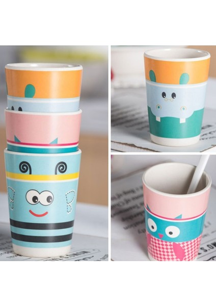4 Adet Çocuk Bardak Set Doğal Bambu Fiber Bebek Fincan Yürüyor Su Takım Elbise Karikatür Hayvan Sevimli Yaratıcı Çocuk Kupası Günlük Kullanım Bardak | Kupa (Set A) (Yurt Dışından)