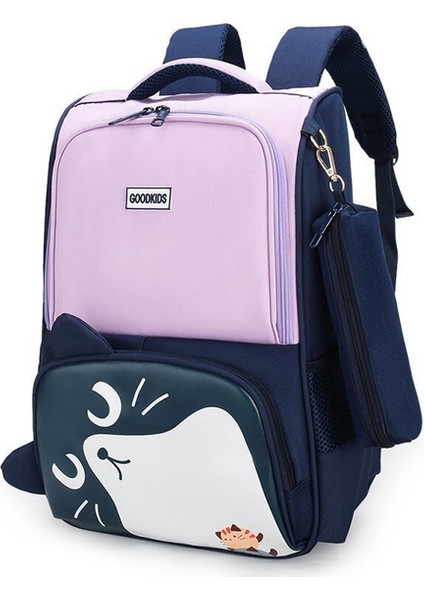 Kızlar Için Sevimli Karikatür Kedi Okul Sırt Çantası Ilkokul Çantaları Çocuklar Seyahat Sırt Çantaları Mochila Escolar (Mor) (Yurt Dışından)