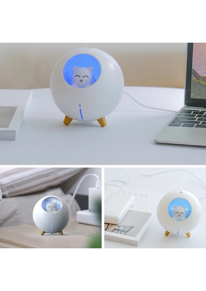 Hava Nemlendirici Sevimli Pet 220 ml Ev Aromaterapi Masaüstü Sprey Gezegen Kedi LED Işık Ultrasonik Aroma Uçucu Yağ Difüzör | Nemlendiriciler (Yurt Dışından) fiyatları