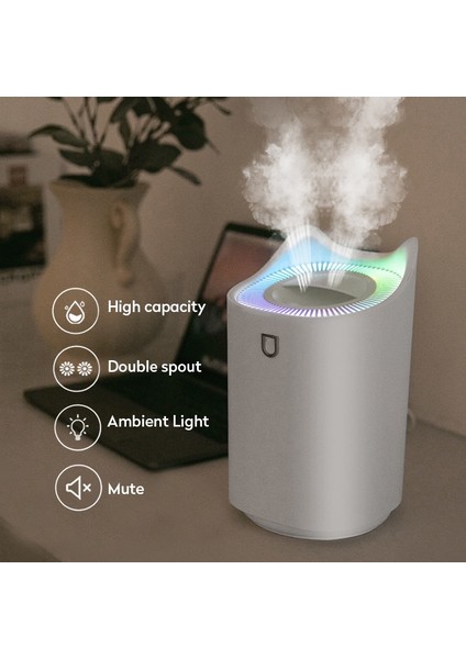 3l Hava Nemlendirici USB Uçucu Yağ Aroma Difüzör Çift Meme Renkli LED Işık ile Ultrasonik Aromaterapi Ev Ofis | Nemlendiriciler (Yurt Dışından)