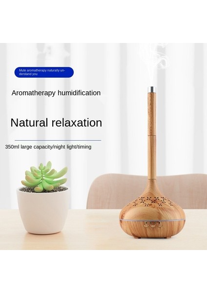 Ev Elektrik Uçucu Yağ Aromaterapi Difüzör Ahşap Tahıl ile Ultrason Hava Aroma Nemlendirici 7 Renkler Işık 6h Zamanlayıcı 350ML | Nemlendiriciler (Yurt Dışından)