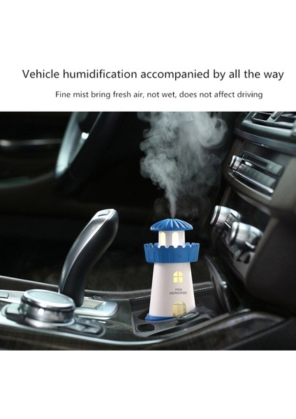 Güzel Deniz Feneri Ultrasonik Hava Nemlendirici DC5V USB Su Difüzörü 150 ml Gece Lambası Mist Maker Araba Nemlendirici | Nemlendiriciler (Mavi) (Yurt Dışından)