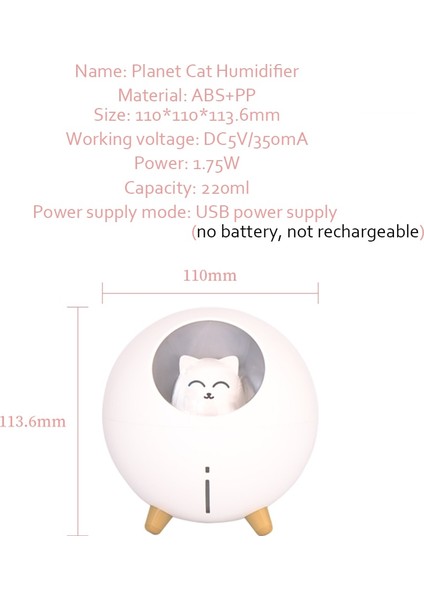 Güzel Pet Hava Nemlendirici 220 ml Gezegen Kedi Ultrasonik Serin Mist Aroma Hava Yağ Difüzör Romantik Renk LED Lamba USB Humidificador | Nemlendiriciler (Pembe) (Yurt Dışından) fiyatları