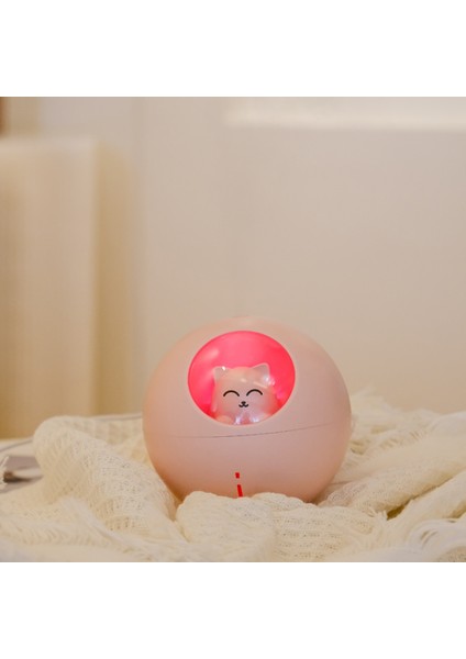 Güzel Pet Hava Nemlendirici 220 ml Gezegen Kedi Ultrasonik Serin Mist Aroma Hava Yağ Difüzör Romantik Renk LED Lamba USB Humidificador | Nemlendiriciler (Pembe) (Yurt Dışından) modelleri