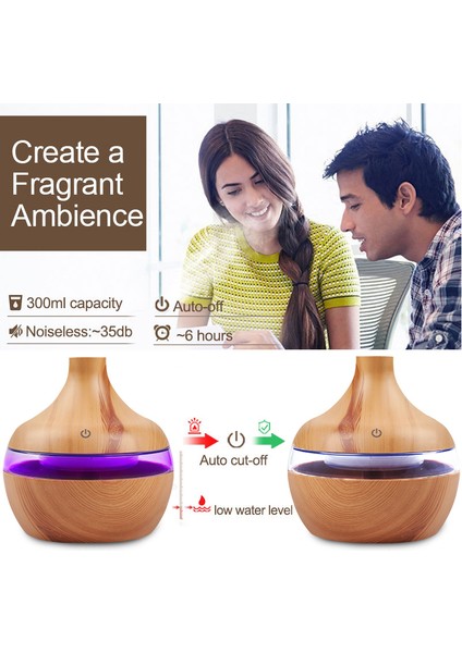 Hava Nemlendirici Ev Temel Aroma Yağı Difüzör Ultrasonik Ahşap Tahıl Mist Makinesi Akıllı Dokunuşlu USB Humidificador | Nemlendiriciler (Yurt Dışından) modelleri