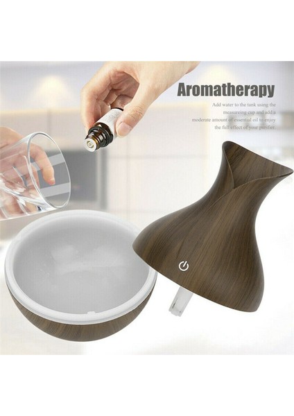 130 ml LED Esansiyel Yağ Difüzör Nemlendirici USB Aromaterapi Ahşap Tahıl Vazo Aroma Ev Için 7 Renk Işıkları LED Lamba Elektrik | Nemlendiriciler (Yurt Dışından) modelleri