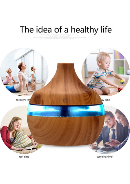 300ML USB Elektrikli Hava Nemlendirici, Ultrasonik Uçucu Yağ Aroma Difüzör, Ahşap Rengi, Otomobil Ev Ofisi Için 7 LED Işıkları | Nemlendiriciler (Yurt Dışından) fiyatları
