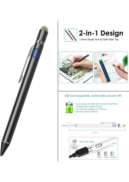Manyetik Stylus Kalem Aktif Kalemler Iphone Dokunmatik Ekranlar Için Tabletler Siyah (Yurt Dışından) modelleri