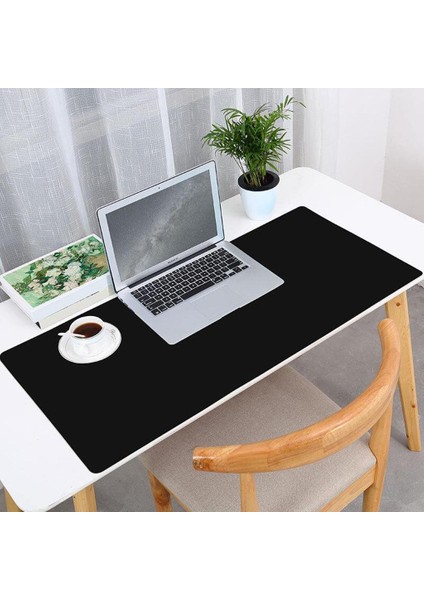 Çift Taraflı Ofis Masası Matwaterproof Pu Deri Bilgisayar Dizüstü Klavye Mouse Pad Siyah (Yurt Dışından)