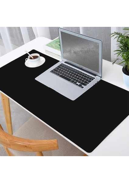 Çift Taraflı Ofis Masası Matwaterproof Pu Deri Bilgisayar Dizüstü Klavye Mouse Pad Siyah (Yurt Dışından)