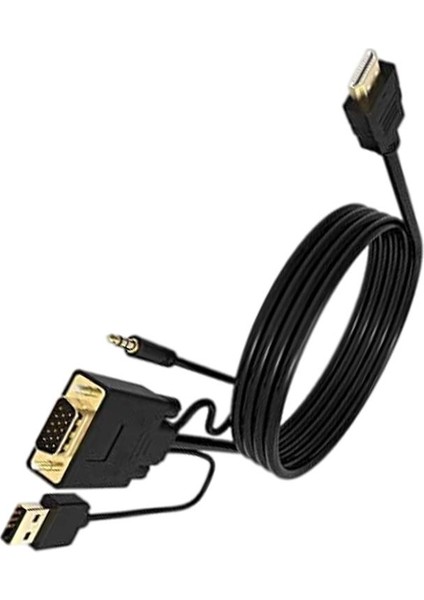Vga'ya Hdmı Adaptör Kablosu 10FT / 3m (Yeni Tv'ye Eski Pc), Bağlanma Için Sesle; Ses + Güç 10FT (Yurt Dışından)