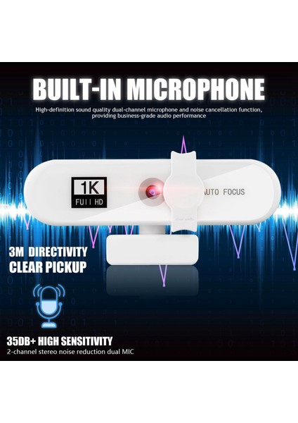 4 K Hd USB Webcam Web Kamera W / Video Oyunu Için Mikrofon Döndürülebilir 1 K Beyaz (Yurt Dışından) fırsatları