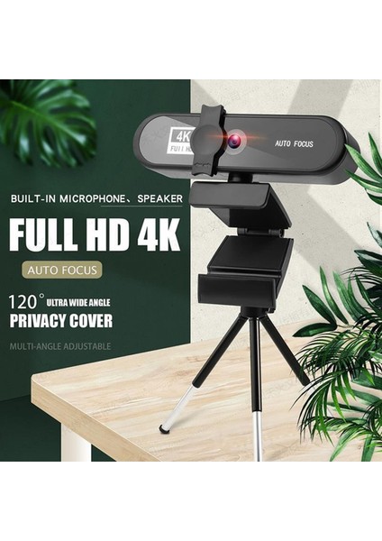 4 K Hd USB Web Kamerası Web Kamera W / Video Oyunu Için Mikrofon Döndürülebilir 4K Siyah (Yurt Dışından)