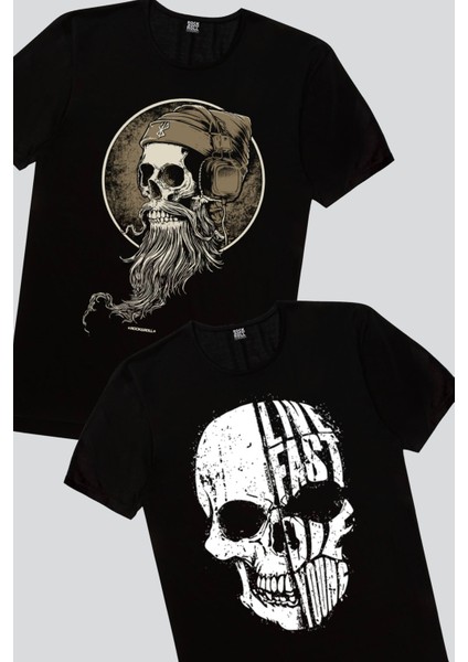 Sakallı Kurukafa, Hızlı Yaşa Erkek Tişört 2'li Eko Paket