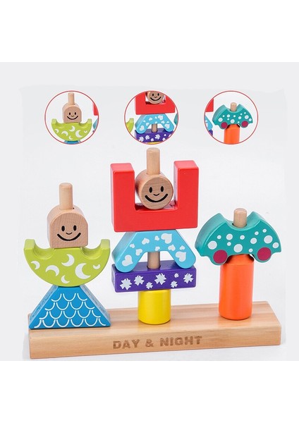 Eğitim Ahşap Oyuncak Sun ay Günü ve gece Ayağı Blokları Erken Öğrenme Bebek Çocuk Doğum Günü Noel Hediyesi | Bloklar (Yurt Dışından)