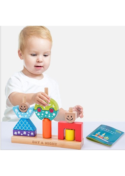 Eğitim Ahşap Oyuncak Sun ay Günü ve gece Ayağı Blokları Erken Öğrenme Bebek Çocuk Doğum Günü Noel Hediyesi | Bloklar (Yurt Dışından)