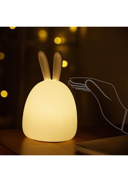 Three Beans Tavşan LED Gece Işık Dokunmatik Sensör Renkli USB Şarj Edilebilir Karikatür Silikon Bunny Lamba Çocuklar Için Bebek Yatak Odası Başucu Hediye | LED Gece Işıkları (Yurt Dışından)