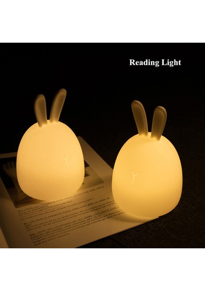 Three Beans Tavşan LED Gece Işık Dokunmatik Sensör Renkli USB Şarj Edilebilir Karikatür Silikon Bunny Lamba Çocuklar Için Bebek Yatak Odası Başucu Hediye | LED Gece Işıkları (Yurt Dışından)