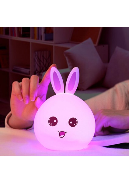 Three Beans Tavşan LED Gece Işık USB Çocuklar Için Bebek Çocuk Hediye Hayvan Karikatür Dekoratif Lamba Başucu Yatak Odası Oturma Odası | LED Gece Işıkları (Yurt Dışından)