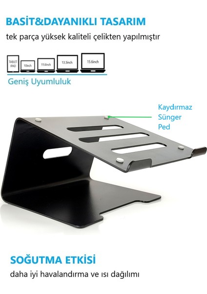 Tüm Modellere Uyyumlu Notebook Standı Laptop Sehbası Yükseltici Altlık-Çelik