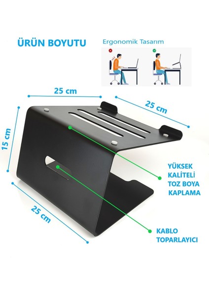 Tüm Modellere Uyyumlu Notebook Standı Laptop Sehbası Yükseltici Altlık-Çelik