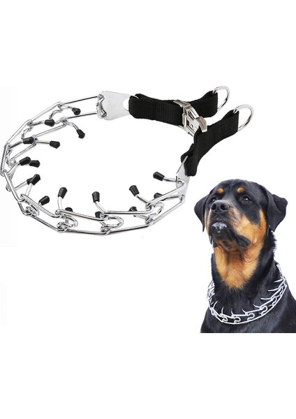 Pit Bull Shepherd Eğitim Metal Dişli Prong Köpek Yaka Hızlı Yayın Yapış Toka Ve Kauçuk Kapaklar Kaplama Pet Yaka (Siyah) (Yurt Dışından) fiyatları