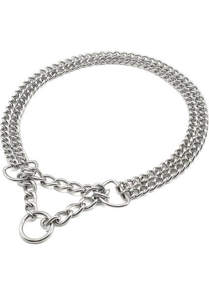 Köpek Eğitim Zinciri Pet Chooke Yaka Çift Sıralı Metal Zincir Paslanmaz Çelik Slip Yaka Büyük Köpekler Pitbull | Yaka (Gümüş) (Yurt Dışından)